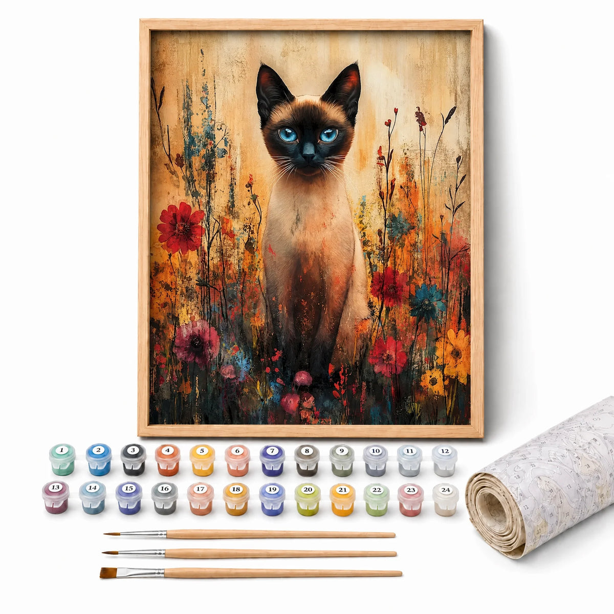 Siamese in Wildflowers Paint by Numbers Kit — 1