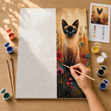 Siamese in Wildflowers Paint by Numbers Kit — 3