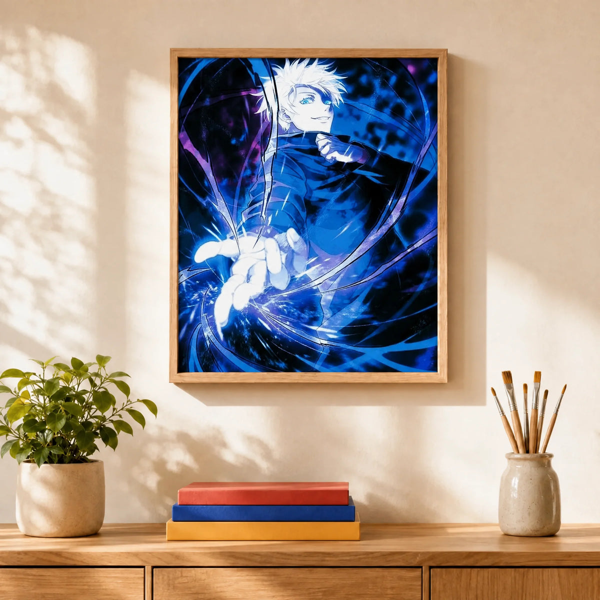 Sorcerer Lightning Paint by Numbers Kit: finished canvas displayed in a living room