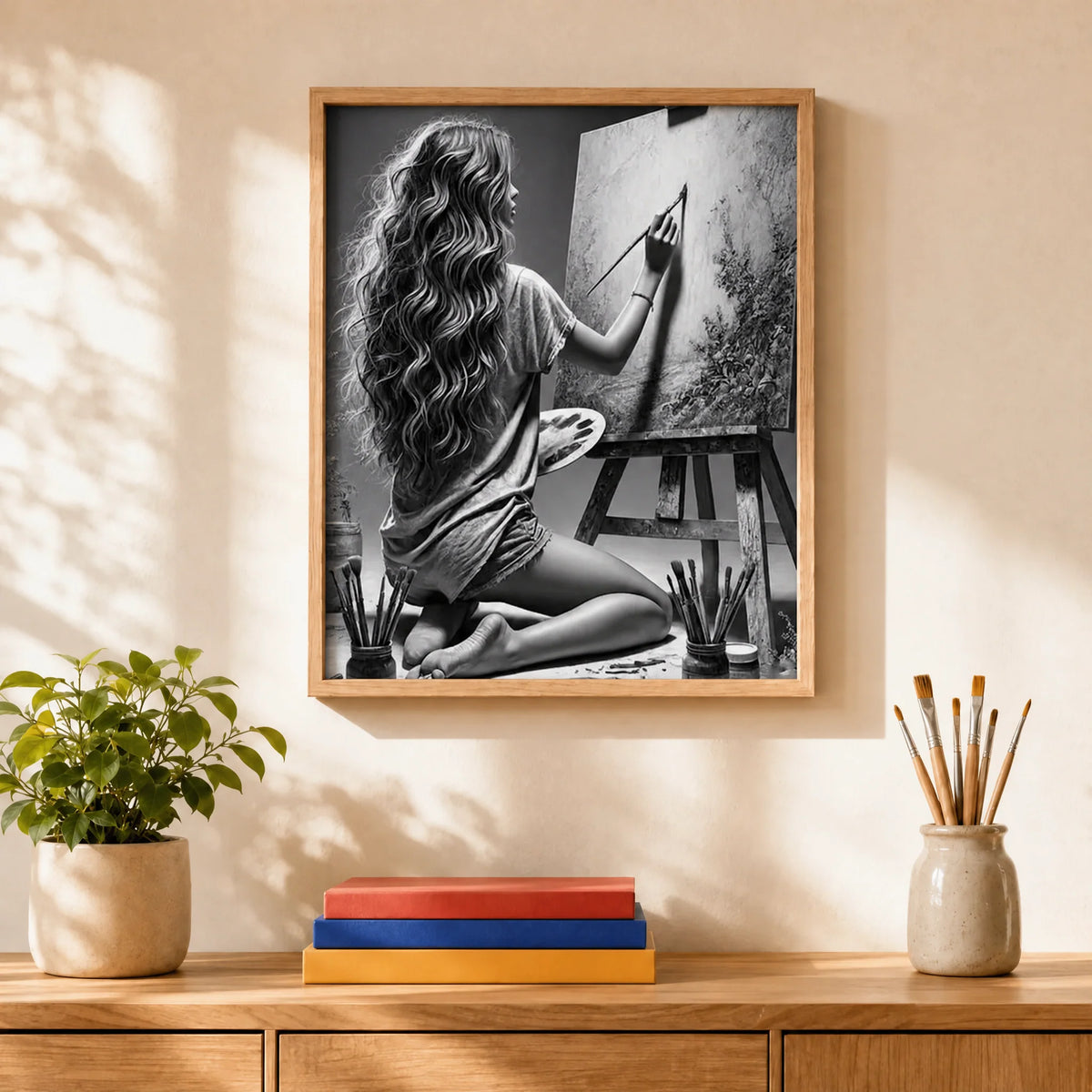 The Artist Paint by Numbers Kit: finished canvas displayed in a living room