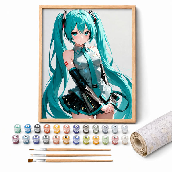 Turquoise Idol Paint by Numbers Kit: complete kit with framed artwork, numbered paint pots and brushes