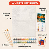 Vintage Sunset Surf Paint by Numbers Kit: everything included in the kit