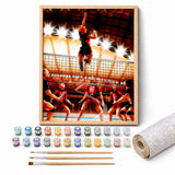 Volleyball Ace Paint by Numbers Kit: complete kit with framed artwork, numbered paint pots and brushes