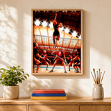 Volleyball Ace Paint by Numbers Kit: finished canvas displayed in a living room
