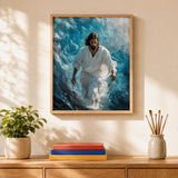 Walking on Water Paint by Numbers Kit: finished canvas displayed in a living room