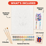 Watercolor Wolf Paint by Numbers Kit: everything included in the kit