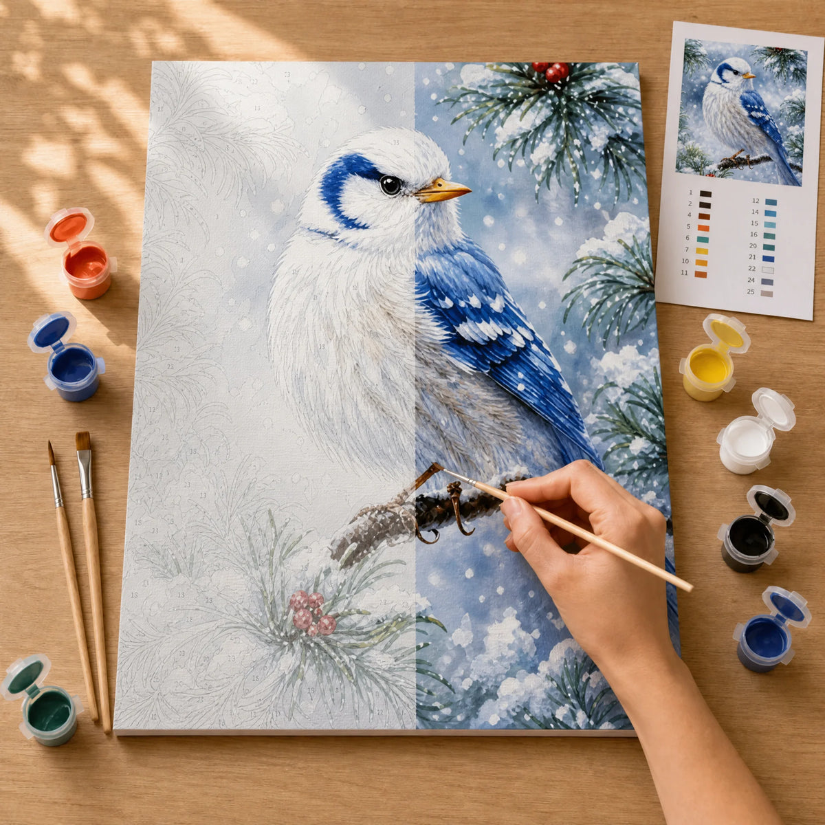 Winter Blue Jay Paint by Numbers Kit — 3