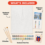 Winter Paris Paint by Numbers Kit: everything included in the kit