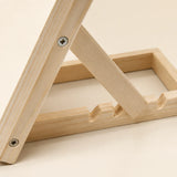 close-up of the adjustable notched ratchet support | Foldable Wooden Tabletop Easel