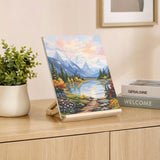 easel displaying a finished painting on a sideboard | Foldable Wooden Tabletop Easel